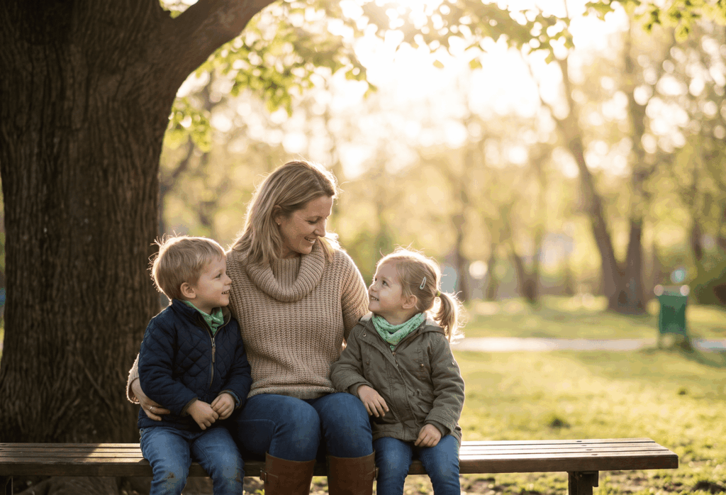 mom with two children