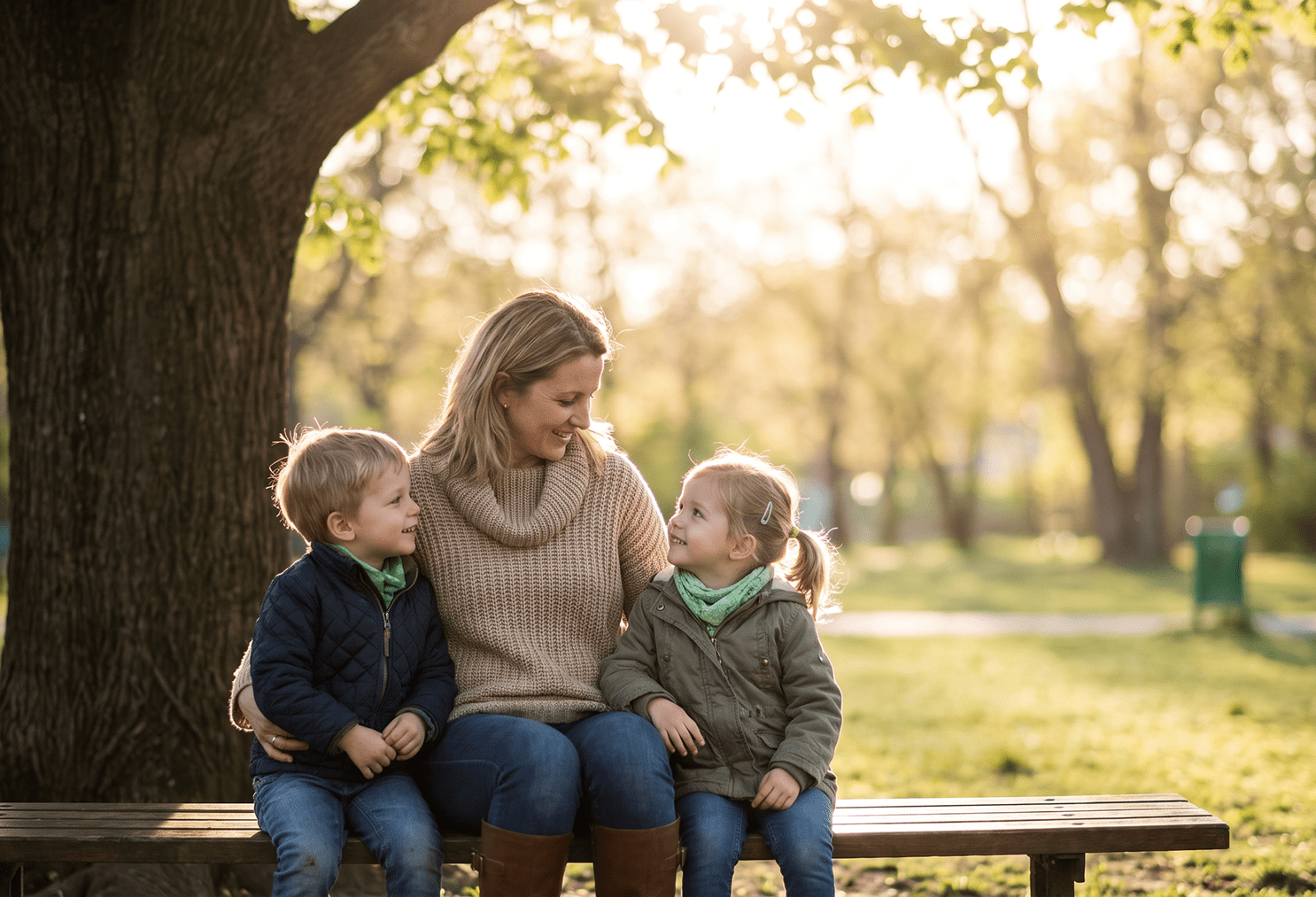 mom with two children